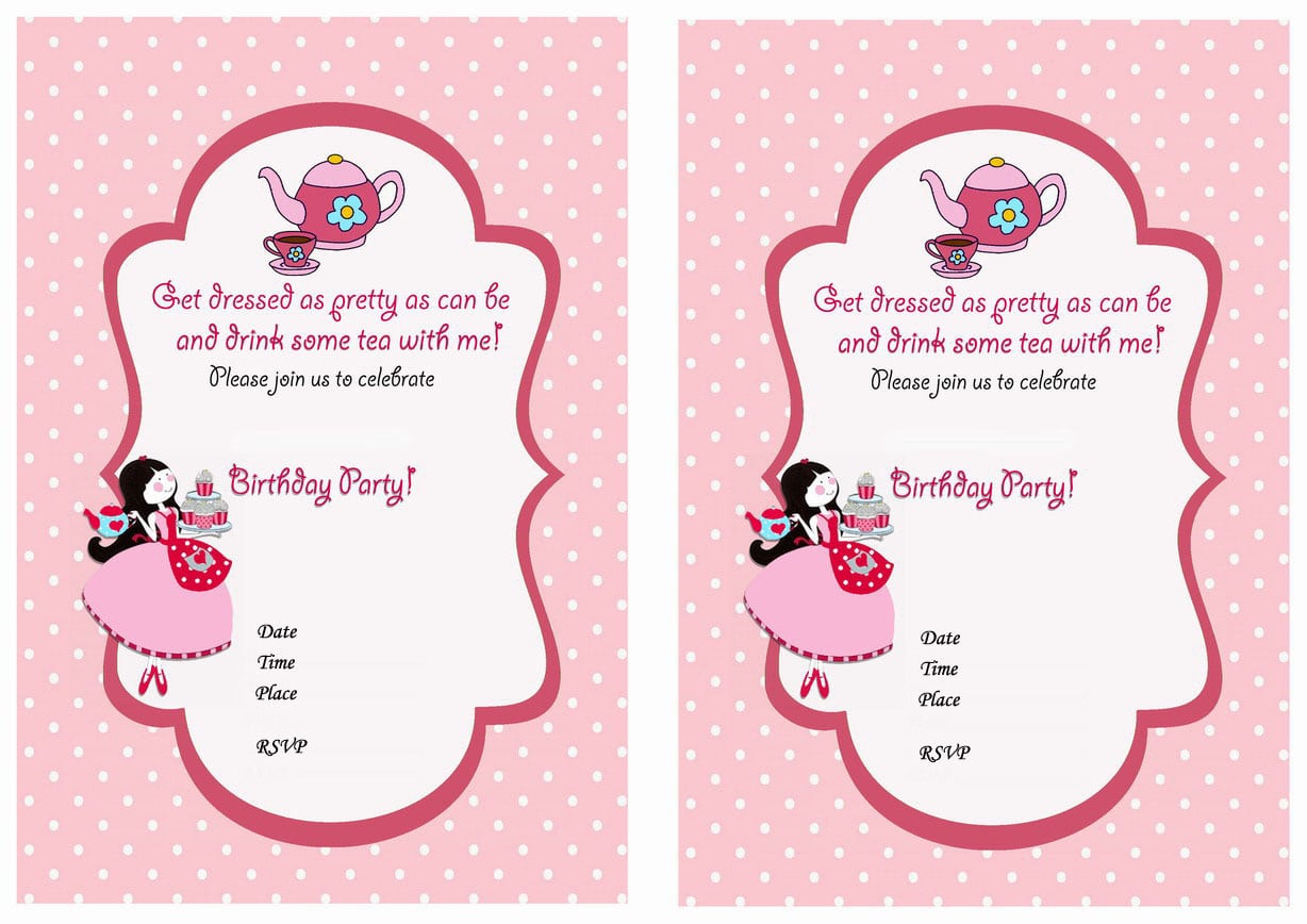 Doc  570407  Tea Party Birthday Invitations Printable â Tea Party